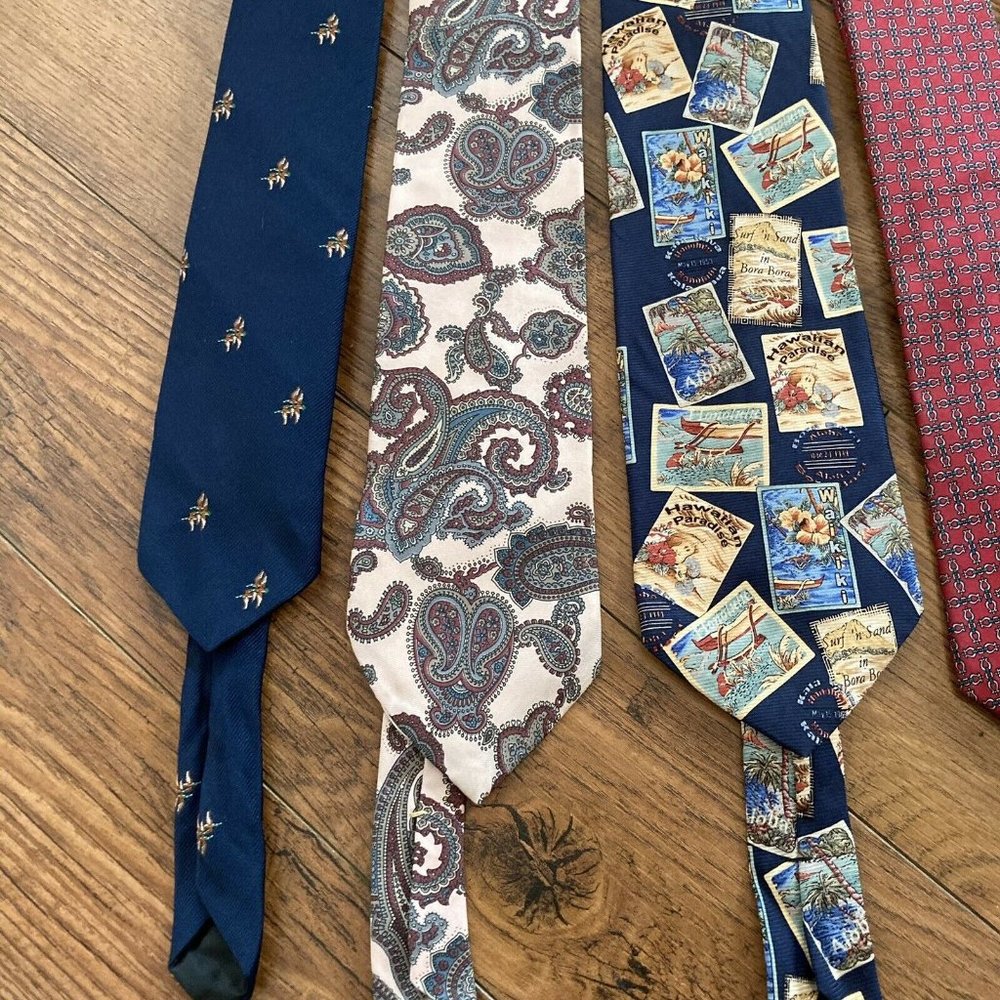 LOT OF 8 DIFFERENT BRANDS MEN’S NECK TIES STAFFORD HARDY AMIES TROPICALO LONDON - Picture 7 of 11